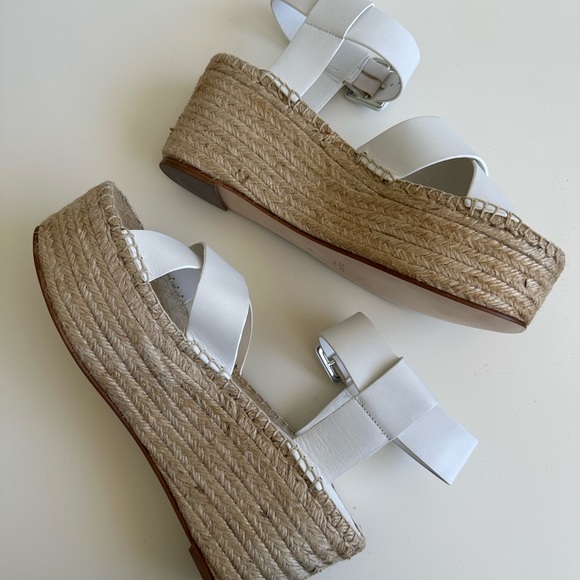 Celine Espadrilles Sandals White Leather Platform Shoes size 40 New with box - Picture 7 of 10
